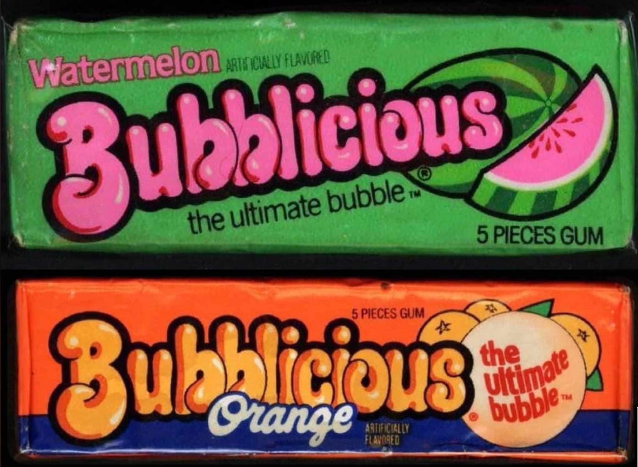 watermelon - Watermelon Arcally Flavored Artificially Bubblicious the ultimate bubble 5 Pieces Gum Bubblicious Orange Artificially Flavored 5 Pieces Gum the ultimate bubble